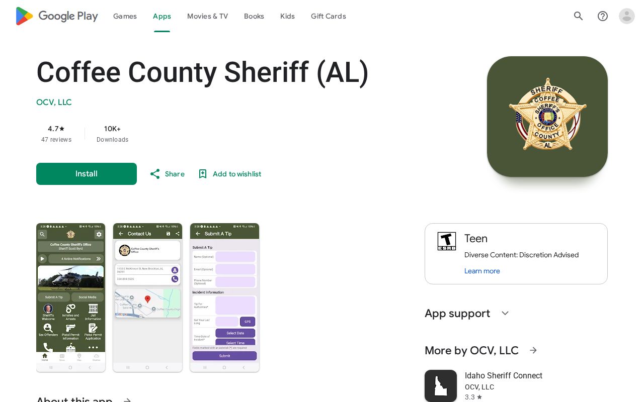 Coffee County Sheriff app for jail and arrest information