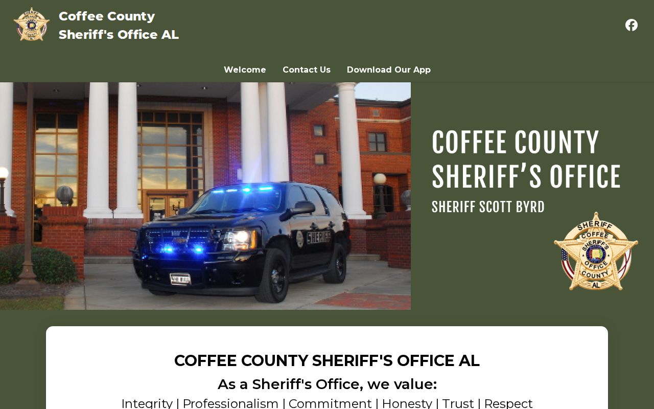 Coffee County sheriff official booking and arrest access page